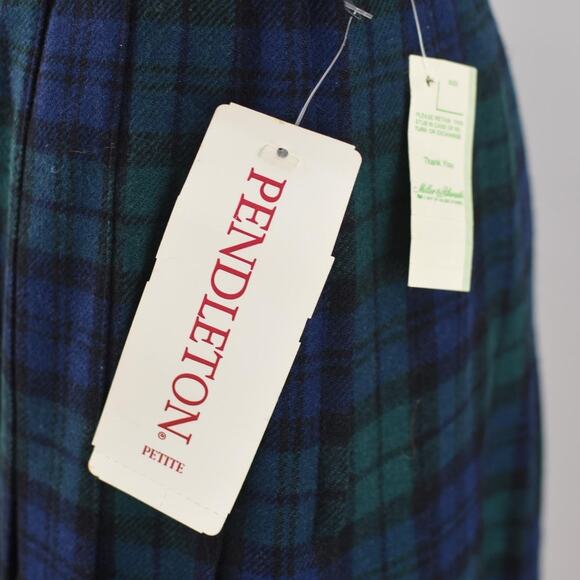 Vintage Pendleton Blue Tartan Plaid Wool Skirt, Women's Petite Small 26" Waist - Picture 6 of 10